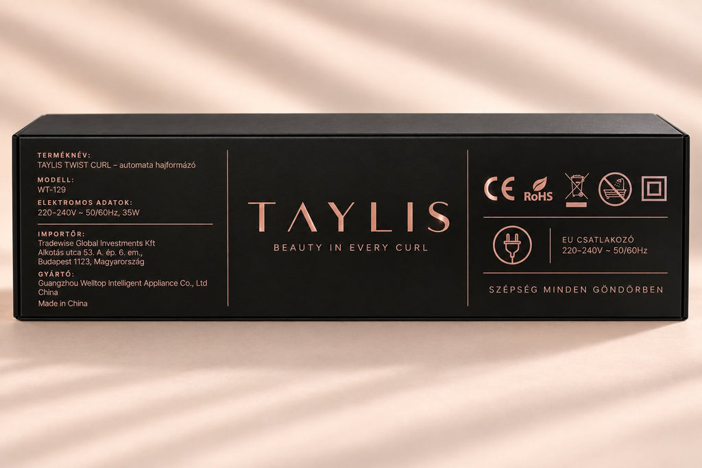 A TAYLIS TWIST dobozának alja a termékadatokkal