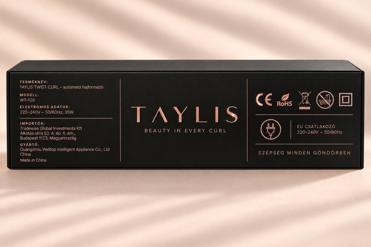 A TAYLIS TWIST dobozának alja a termékadatokkal